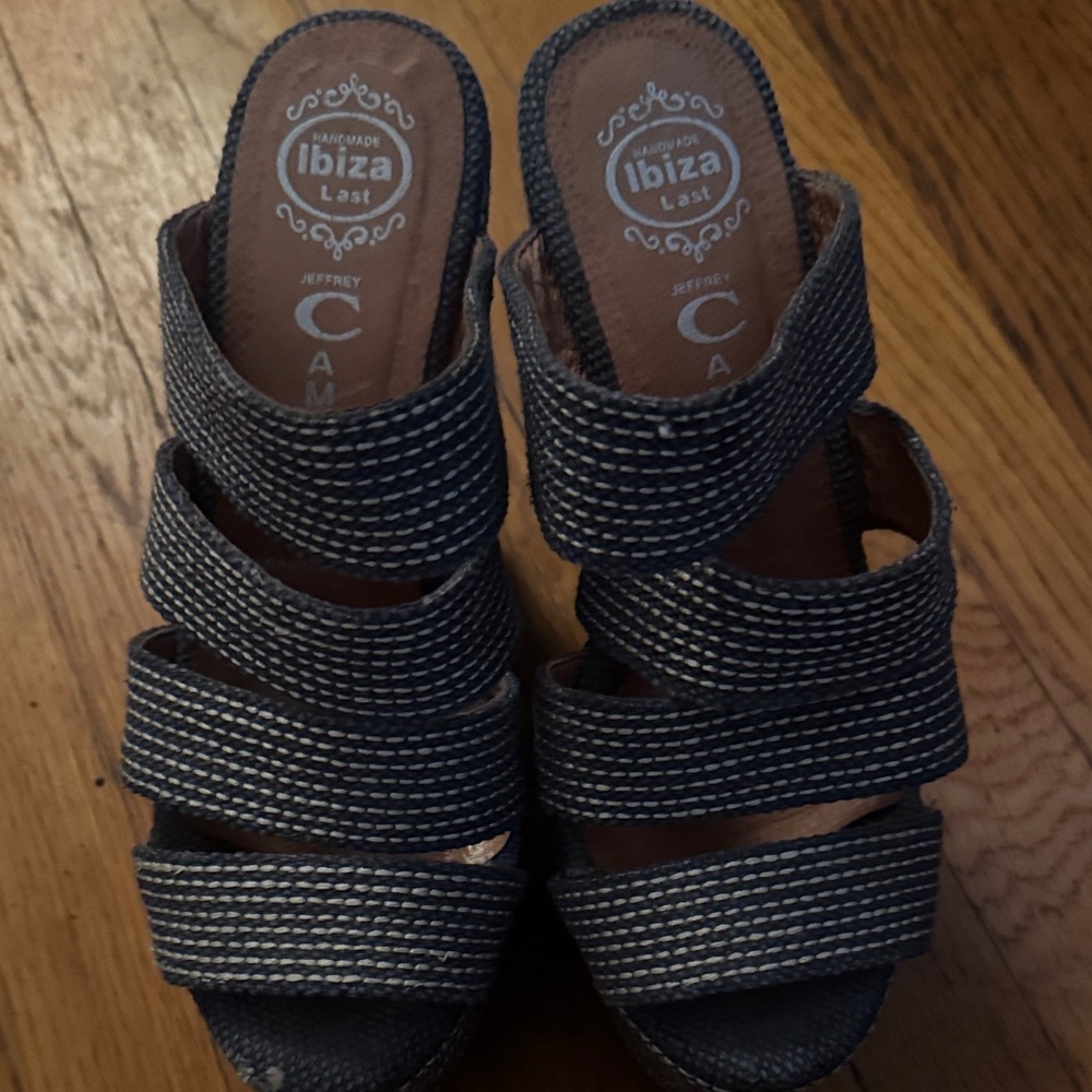 Jeffrey Campbell Navy and White Platform Sandals - Picture 2 of 7